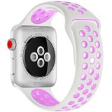 Curea iUni compatibila cu Apple Watch 1/2/3/4/5/6/7, 38mm, Silicon Sport, Alb/Mov